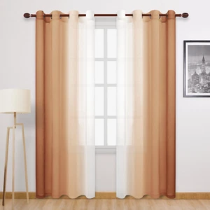 Faux Linen Ombre Sheer Curtains - 96 Inches Long Gradient Semi Voile Curtains fo - Picture 1 of 9