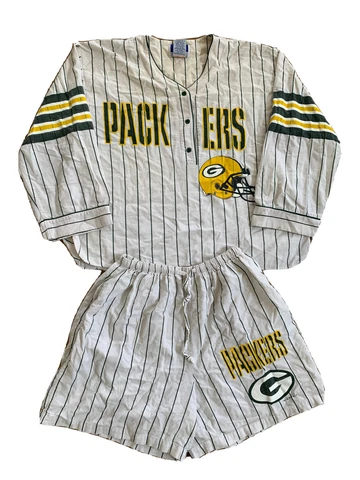 Vtg Green Bay Packers NFL Football Pajama Sleepwear Set RARE Esleep Size Large Cover