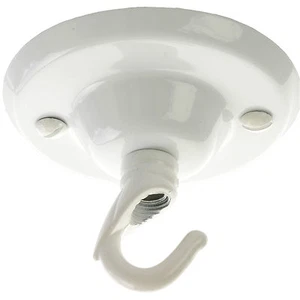 Deco Styled Ceiling Rose 75mm Diameter with Hook in Gloss White Finish - Picture 1 of 2