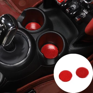 Rot Echte Kohlefaser Auto Getränkehalter Pad für Mini Cooper F55 F56 F57 2014-21 - Bild 1 von 8