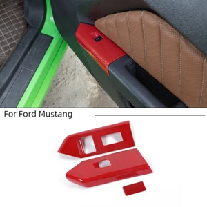 Cubierta de panel de interruptor de elevación de ventana interior rojo 3 piezas para Ford Mustang 2010-2014 - Imagen 1 de 10