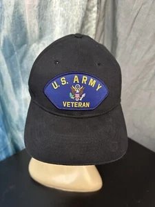 U.S. ARMY VETERAN PROUDLY SERVED Military Patch Baseball Hat Black USA OSFA - Picture 1 of 8