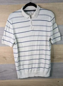 Marks And Spencer Autograph 1/4 Zip Silk Blend Polo Shirt Top Mens Medium White - Picture 1 of 14