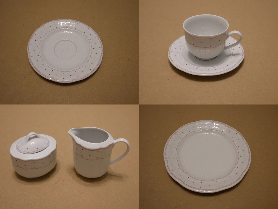 Form Marienbad Ingres weiss Kuchenteller Kaffeetasse Untertasse rote Rauten - Bild 1 von 1