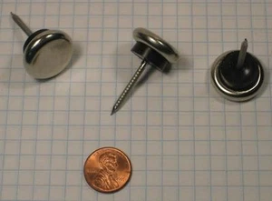 RUBBER-INSULATED NAIL-IN FURNITURE GLIDE, 7/8" DIAMETER, 1" NAIL, BRIGHT NICKEL - Picture 1 of 1