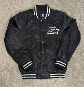 Starter Herren Small Locker Room schwarz Full-Snap schwere Satin College Jacke - Bild 1 von 14