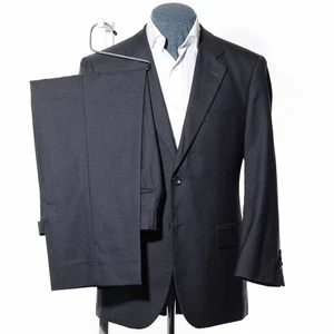 Traje de dos piezas de lana Super-120s gris corto ajuste clásico 40S 33x27 pantalones chaqueta - Imagen 1 de 14
