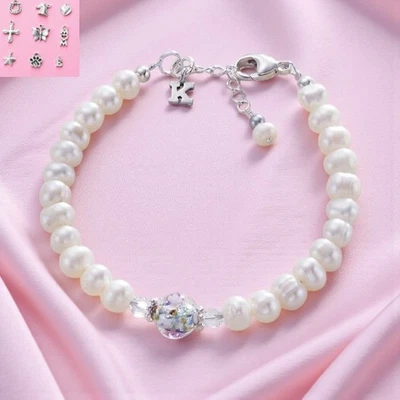 Süßwasserperlenarmband Mit Sterling Silber Charm Auswahl & Lampwork Perle - Bild 1 von 4