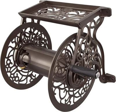Liberty GARDEN 704 Decorative Cast Aluminum Wall Mount Garden Hose Bronze  - Image 1 of 4
