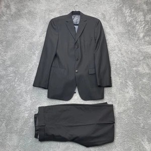 Vintage Hugo Boss Anzug Herren 38R Schwarz 2 Teiler Wolle Einreiher Blazer Hose USA - Bild 1 von 24