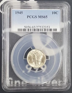 MS 65 1945-P Mercury Dime - PCGS Graded MS 65 - Picture 1 of 4