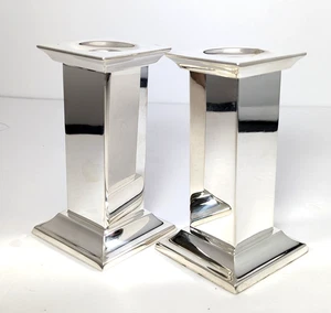 Pampaloni Sterling Silver Two Candle Holders, 4” Tall x 2-1/8'' Base - Picture 1 of 9