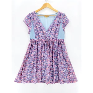 Princess Vera Wang Dress Junior's XL Purple Peasant Floral Boho Prairie Sheer - Picture 1 of 9