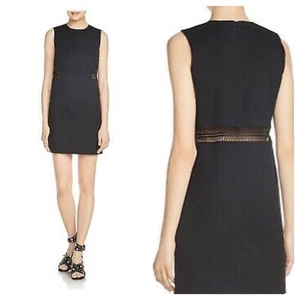 Maje Restal Stretch Cotton Black Mini Dress Size Medium - Picture 1 of 12