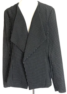 Lane Bryant Womans Size 16 Blazer Polka Dot Black Open Cardigan Soft Lined - Picture 1 of 10