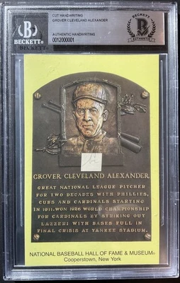 Grover Cleveland Alexander Cut Handwriting Hall Of Fame Postcard Beckett Auth - Image 1 of 2
