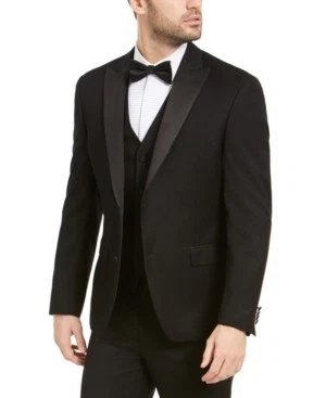 Traje de Esmoquin Chaqueta Blazer Alfani Para Hombres Calce Ajustado 42 S Negro Floral Foto 1 de 4