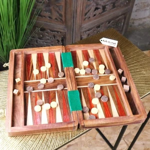 Taksha Holz Backgammon Brettspiel Luxus Geschenk Sheeshamholz - Bild 1 von 6