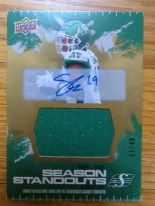 2025 Upper Deck CFL Football Game Jersey Autograph Auto Samuel Emilus #95 /49  - Bild 1 von 2
