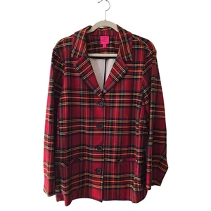 Torrid Betsy Johnson Red Plaid Pixie Blazer Size 3X 22/24 - Picture 1 of 13