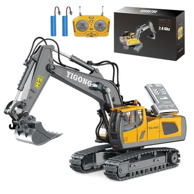 Ferngesteuerter Bagger Spielzeug RC Bagger mit Metall Schaufel Lichtern & Sound - Bild 1 von 4