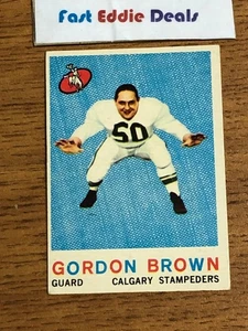 TOPPS CFL FOOTBALL 1959 GORDON BROWN CARD 28 CALGARY STAMPEDERS VERY GOOD - Bild 1 von 2