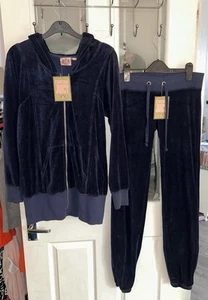 Bnwt Juicy Couture Peck Navy Velour Tracksuit Size S Rrp £235. - Picture 1 of 11