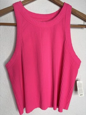 Aerie Hot 粉色罗纹作物背心 L 码全新带标签 — 第 1/4 张图片