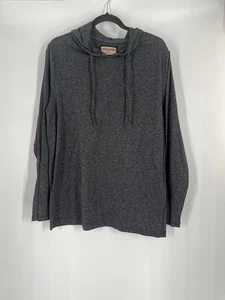 HUDSON & BARROW NYC men dark gray light weight hoodie sz L pullover long sleeve - Picture 1 of 9