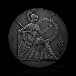 Rare Antique Art Deco Silver French Medal By Simon Bank Paris Scarce - Picture 1 of 5