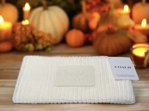 Coach Women's Cable Knit Rubber Patch Logo Headband Cream One Size NWT - Picture 1 of 2