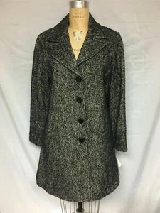 Larry Levine Notch Collar Wool Blend Coat Black/Ecru 6 , 8  NWT $275 - Picture 1 of 4