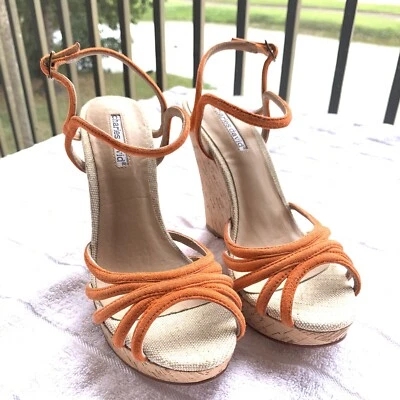 Sandalias de cuña Charles David plataforma de gamuza naranja talla 8,5  Foto 1 de 4