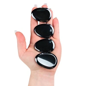 Obsidian schwarz oval Sorgenstein Daumenstein Palmenstein Bergheilkristall Geschenk - Bild 1 von 4