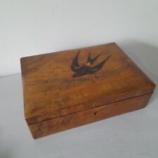 Antique swallow bird trinket box, Sorrento Ware, 19th cent, French Inscription