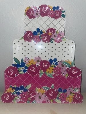 Pioneer Woman Floral Cake TRAY Platter Tiered Birthday Melamine 15” LARGE ROSES - Image 1 of 4
