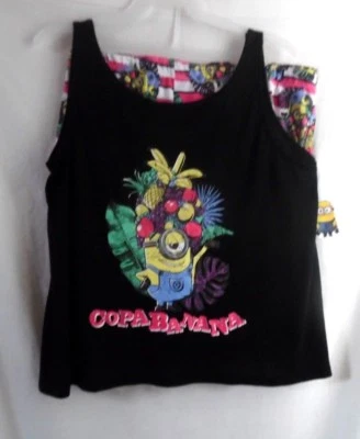 DESPICABLE ME PIJAMA TOP SHORTS CAMISÓN MINIONS FRUTAS NEGRO ROSA XXL 19 Foto 1 de 4