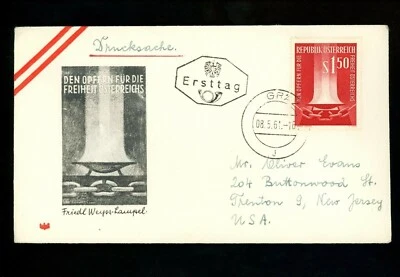 Postal History Austria FDC #659 Freedom Fight flame fire 1961 - Image 1 of 2