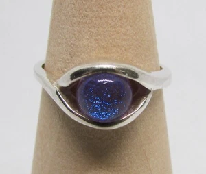 Anello occhio di drago tondo viola in argento sterling 925 misura 7 - 3,5 g - Foto 1 di 2