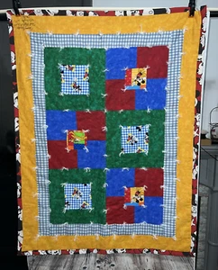 Baby Size Disney Mickey Mouse Pluto Handmade Quilt - Signed - 48" x 36" - Picture 1 of 8