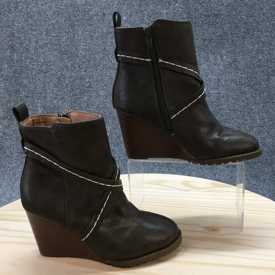 Diba Boots Womens 6 M Alberta Wedge Booties Brown Faux Leather Side Zip Casual - Image 1 of 4