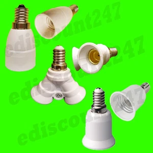 E14 to E14 OR E14 to 2x E14 OR E14 to E27 Adaptor Converter Holder LED UK SELLER - Picture 1 of 4