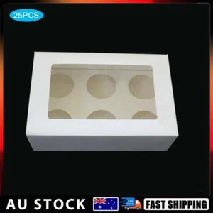 25Pcs 6-Hole Cupcake Boxes with Window for Weddings and Parties - Picture 1 of 1