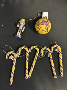 LSU Tigers 5 Candy Cane, 1 Round and Nutcracker Ornament- - Picture 1 of 5