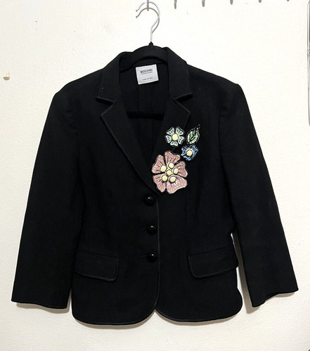 BLAZER MOSCHINO ECONOMICO E CHIC RARO VINTAGE paillettes fiore US taglia 12