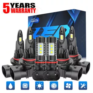For Dodge Durango 2016-2020 Led Headlight Hi/Lo+Fog light bulbs Kit 10000K White - Picture 1 of 16
