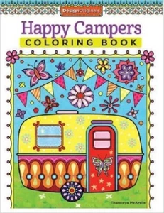 Adult Coloring Book HAPPY CAMPERS ~ 30+ Designs - Picture 1 of 6