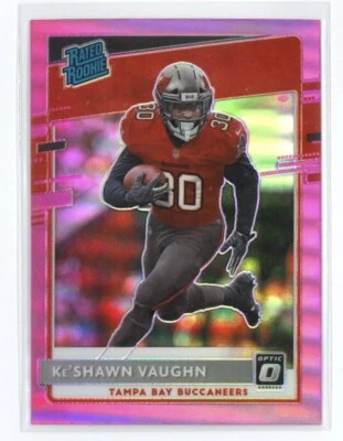 2020 Donruss Football Optic Pink Prizm #186 KeShawn Vaughn Rated Rookie Bucs  - Image 1 of 2