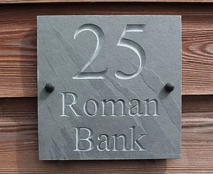 Natural Slate Deep Engraved House Door Sign Plaque 20cm x 20cm Any Font - Picture 1 of 13