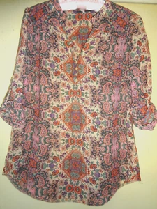 Wallis Size S 8/10 Chiffon Tunic Blouse Boho 3/4 Sleeves - Picture 1 of 2
